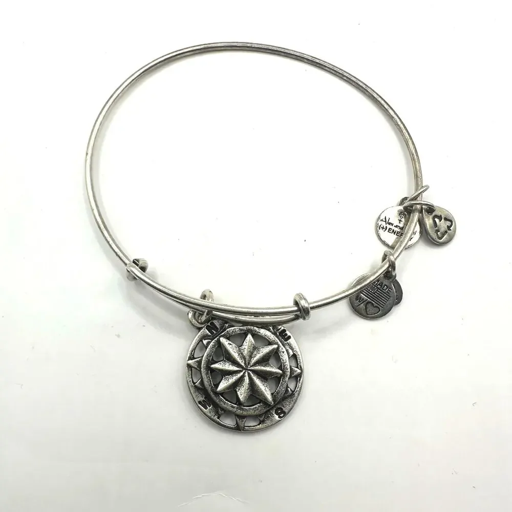 Alex + Ani Compass bracelet Silver tone Energy Charm Boho Casual